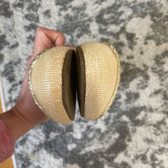 Jack Rogers Womens Contessa Flats Size 7.5 D'Orsay Woven Raffia Tan Gold - Picture 7 of 8